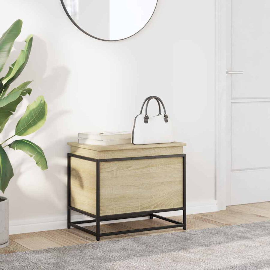 Opbergbox met deksel 60x40x51,5 cm bewerkt hout sonoma eiken