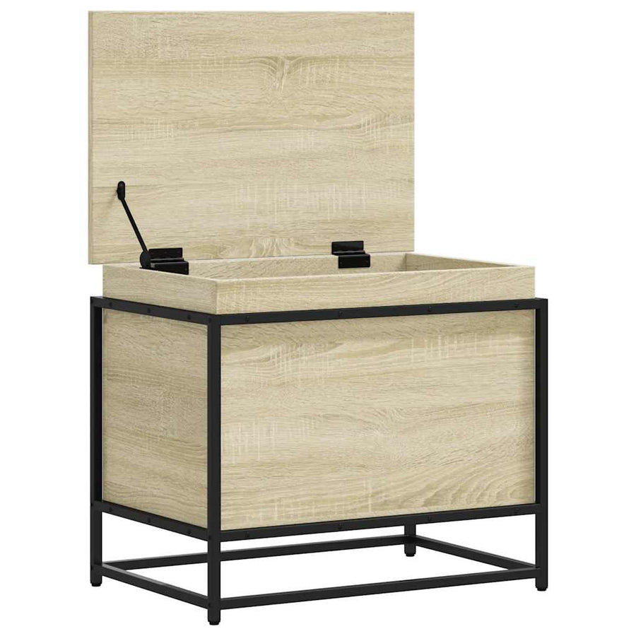 Opbergbox met deksel 60x40x51,5 cm bewerkt hout sonoma eiken