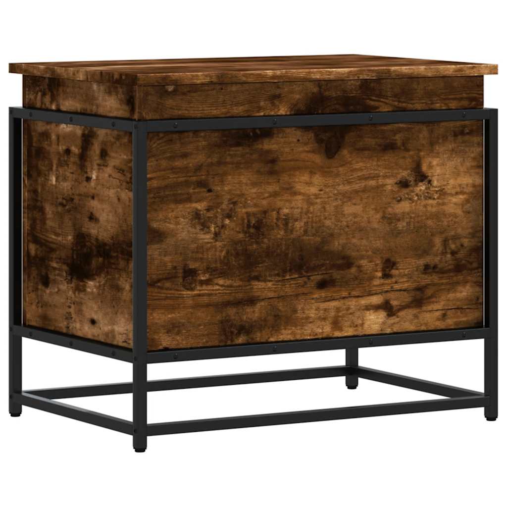 Opbergbox met deksel 60x40x51,5 cm bewerkt hout gerookt eiken