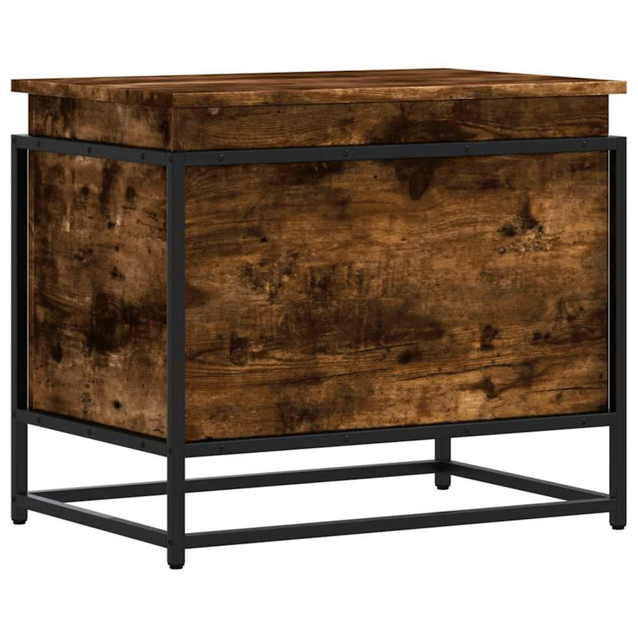 Opbergbox met deksel 60x40x51,5 cm bewerkt hout gerookt eiken