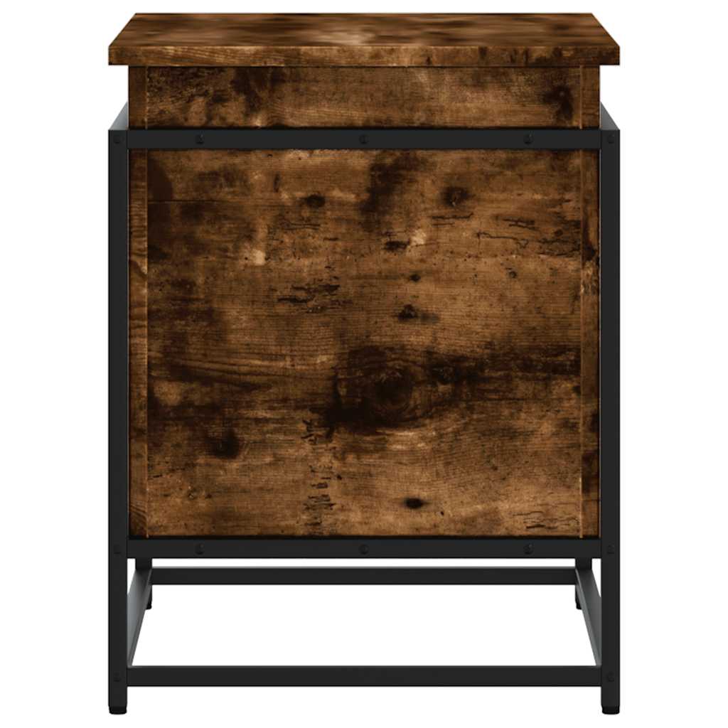 Opbergbox met deksel 60x40x51,5 cm bewerkt hout gerookt eiken
