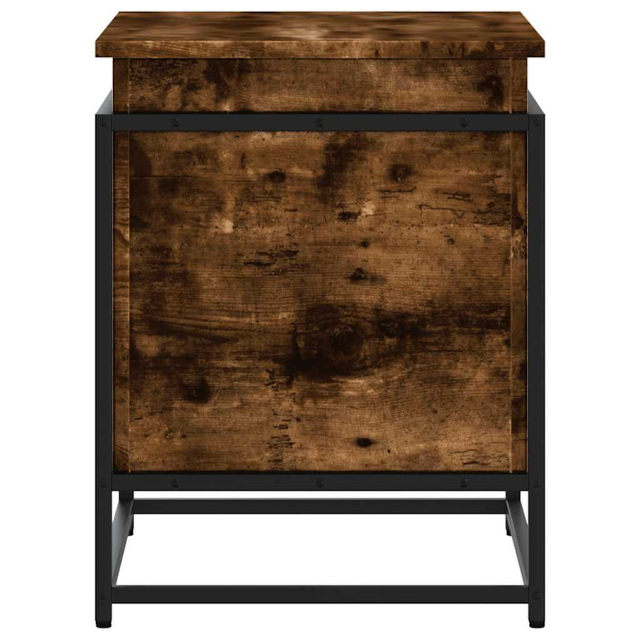 Opbergbox met deksel 60x40x51,5 cm bewerkt hout gerookt eiken