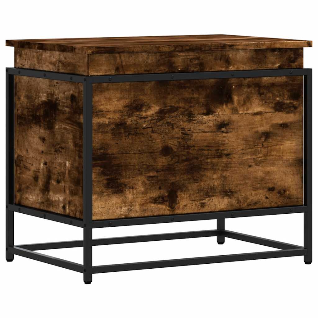 Opbergbox met deksel 60x40x51,5 cm bewerkt hout gerookt eiken