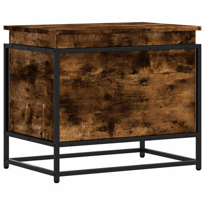 Opbergbox met deksel 60x40x51,5 cm bewerkt hout gerookt eiken