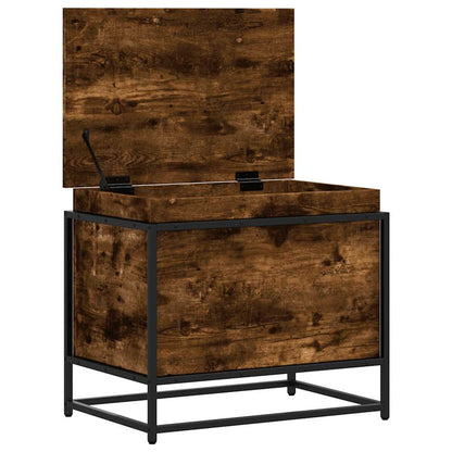 Opbergbox met deksel 60x40x51,5 cm bewerkt hout gerookt eiken