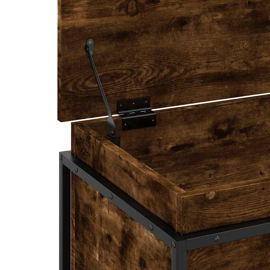 Opbergbox met deksel 60x40x51,5 cm bewerkt hout gerookt eiken