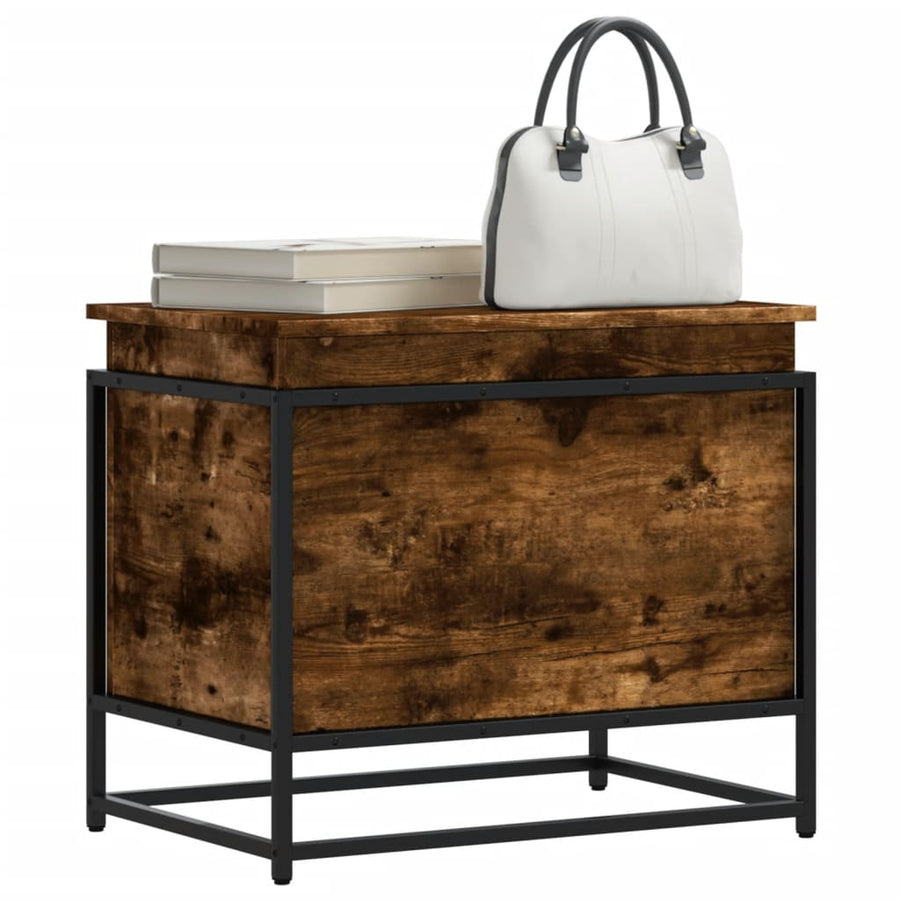 Opbergbox met deksel 60x40x51,5 cm bewerkt hout gerookt eiken