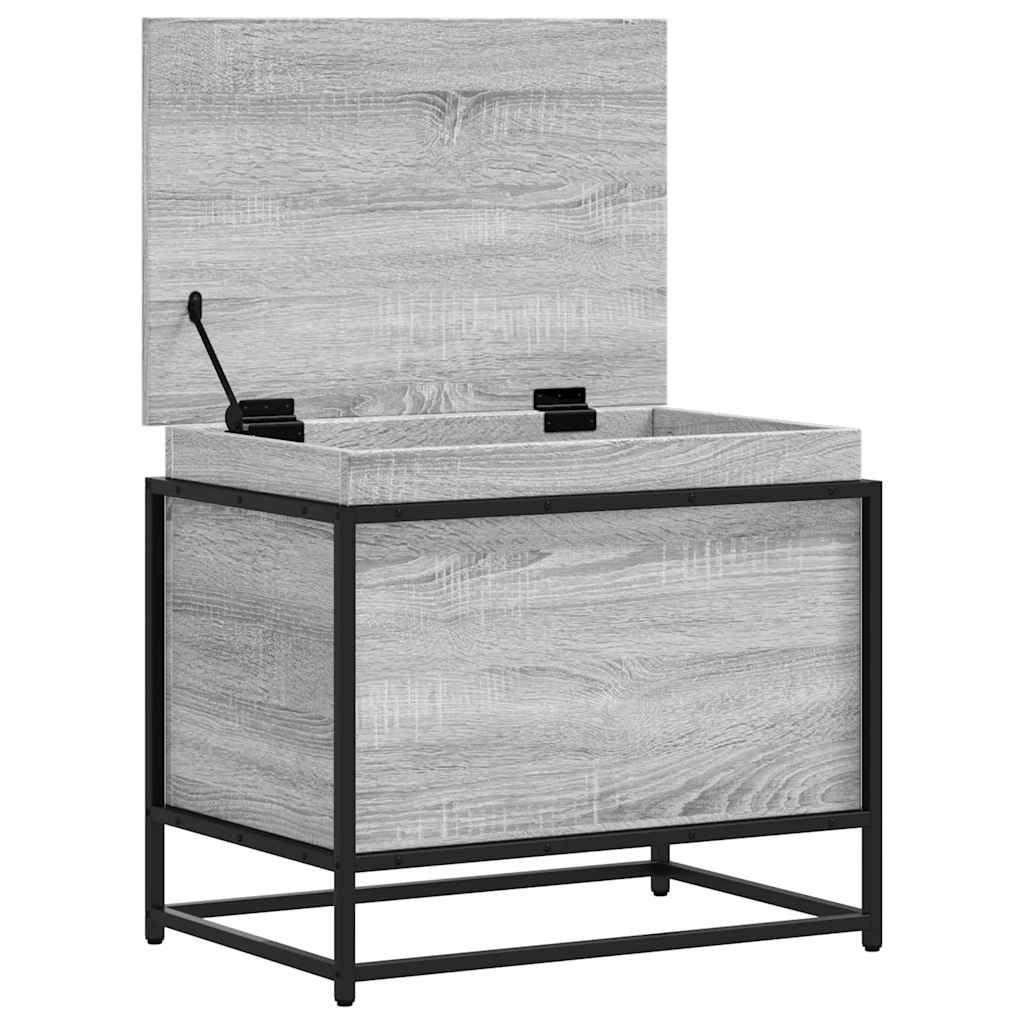Opbergbox met deksel 60x40x51,5 cm bewerkt hout grijs sonoma