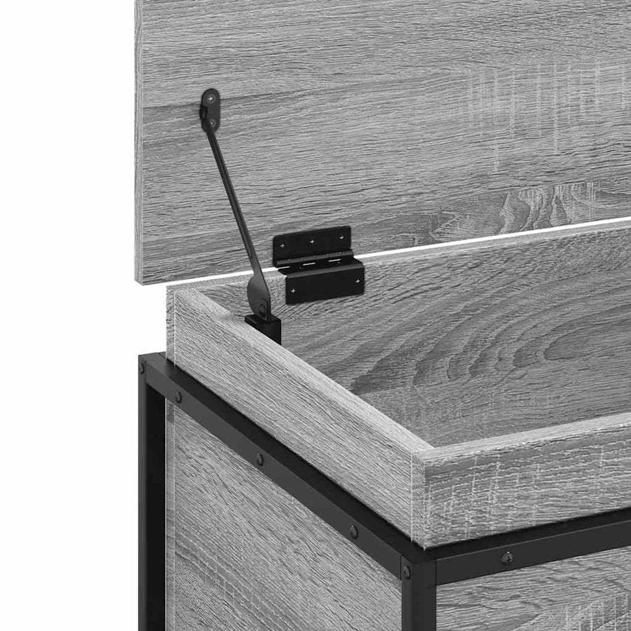 Opbergbox met deksel 60x40x51,5 cm bewerkt hout grijs sonoma