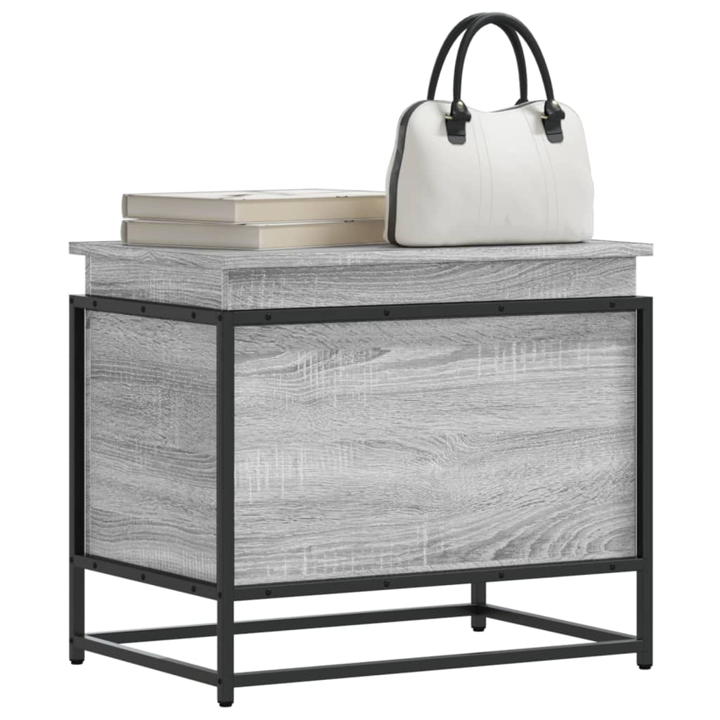 Opbergbox met deksel 60x40x51,5 cm bewerkt hout grijs sonoma