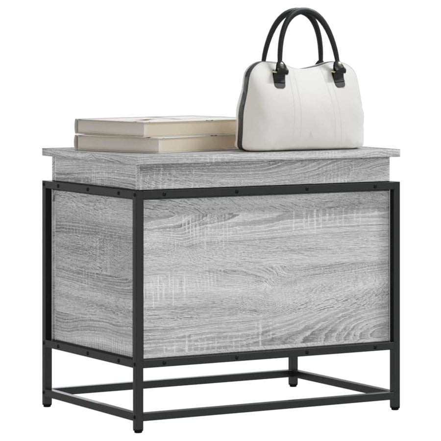 Opbergbox met deksel 60x40x51,5 cm bewerkt hout grijs sonoma