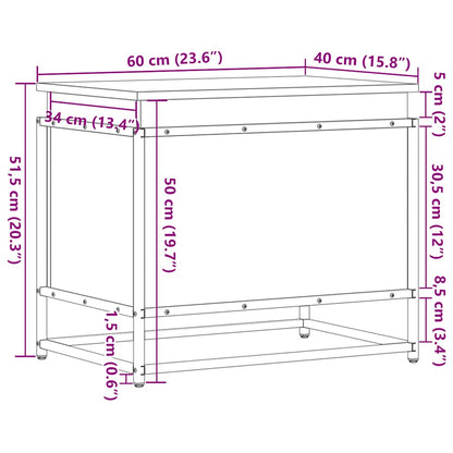 Opbergbox met deksel 60x40x51,5 cm bewerkt hout bruin eiken