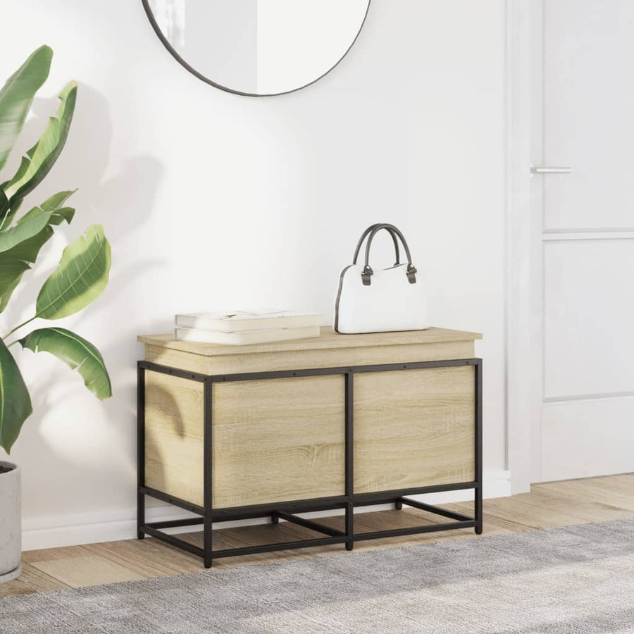 Opbergbox met deksel 80x40x51,5 cm bewerkt hout sonoma eiken