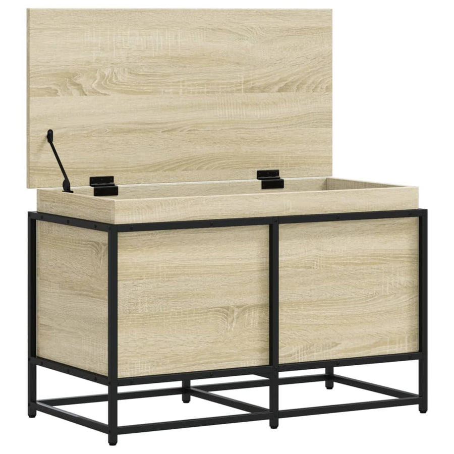 Opbergbox met deksel 80x40x51,5 cm bewerkt hout sonoma eiken