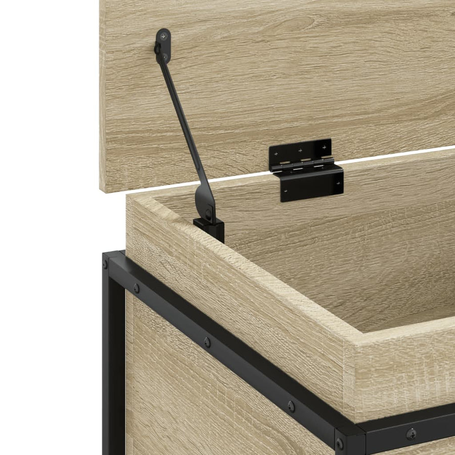 Opbergbox met deksel 80x40x51,5 cm bewerkt hout sonoma eiken