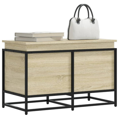 Opbergbox met deksel 80x40x51,5 cm bewerkt hout sonoma eiken