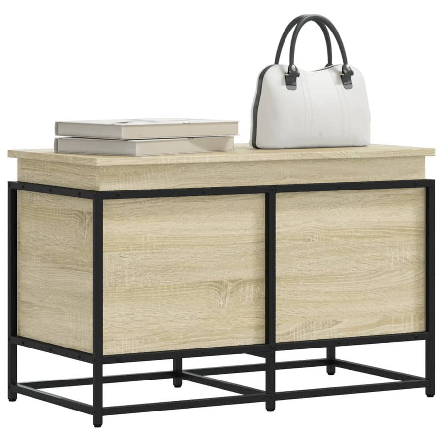 Opbergbox met deksel 80x40x51,5 cm bewerkt hout sonoma eiken