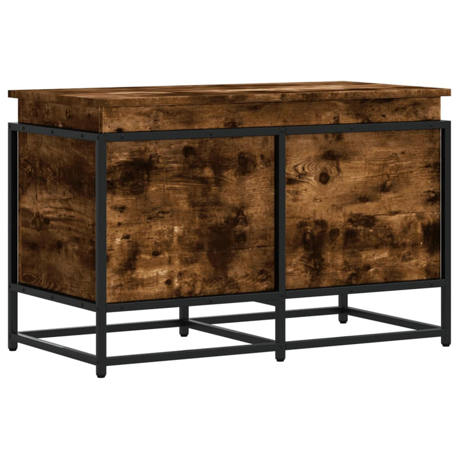 Opbergbox met deksel 80x40x51,5 cm bewerkt hout gerookt eiken