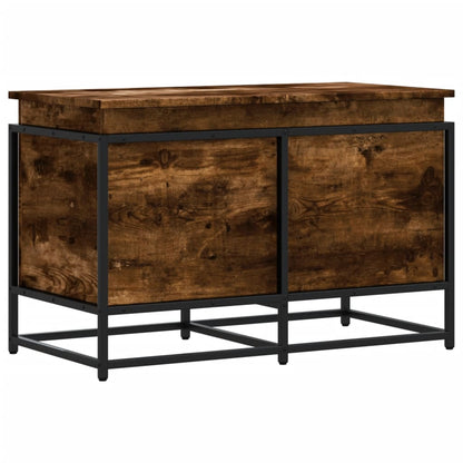 Opbergbox met deksel 80x40x51,5 cm bewerkt hout gerookt eiken