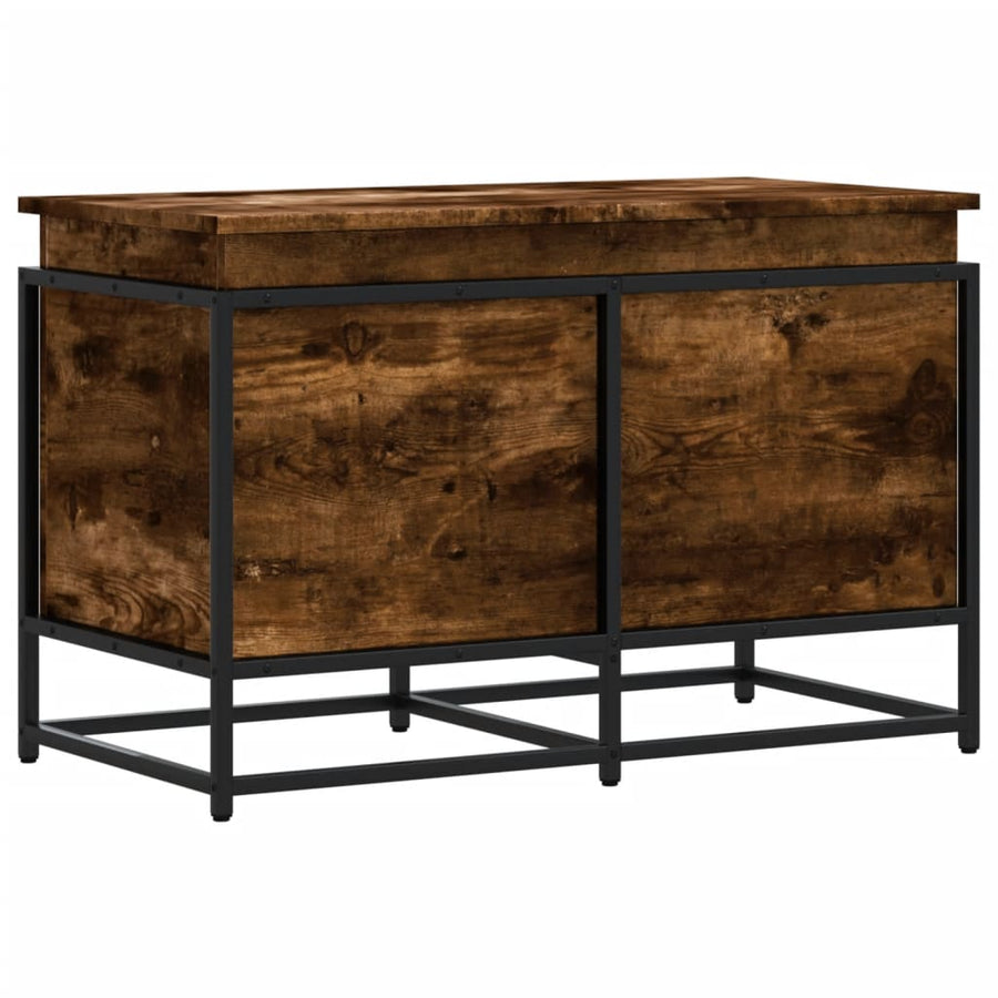 Opbergbox met deksel 80x40x51,5 cm bewerkt hout gerookt eiken