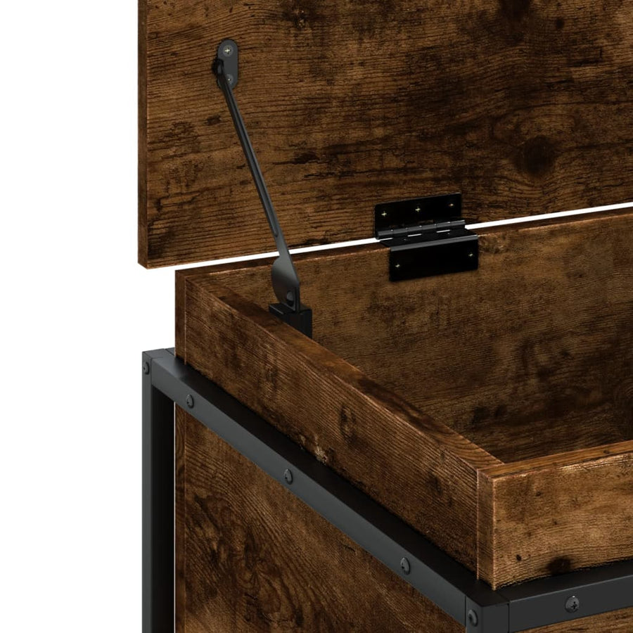 Opbergbox met deksel 80x40x51,5 cm bewerkt hout gerookt eiken