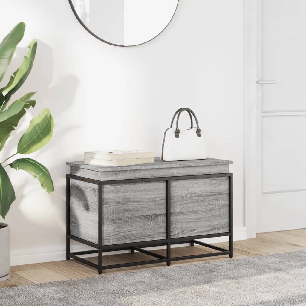 Opbergbox met deksel 80x40x51,5 cm bewerkt hout grijs sonoma