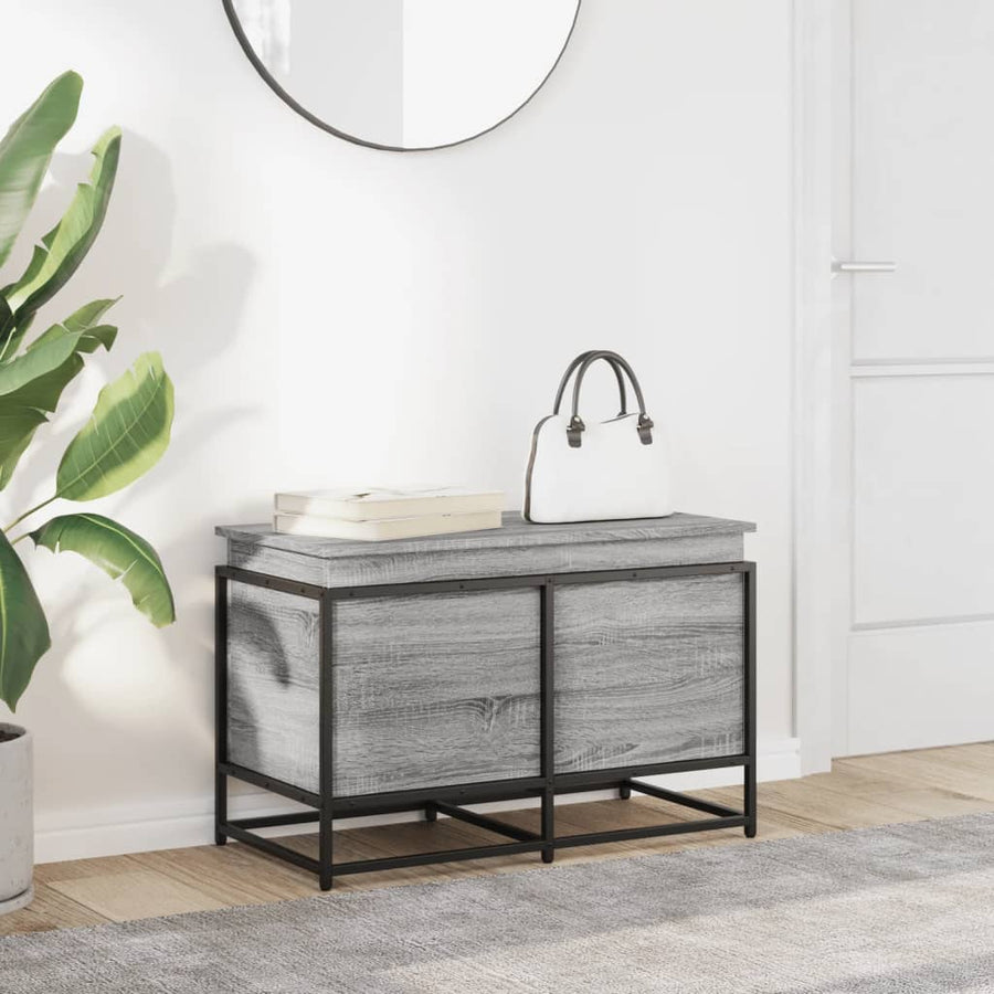 Opbergbox met deksel 80x40x51,5 cm bewerkt hout grijs sonoma
