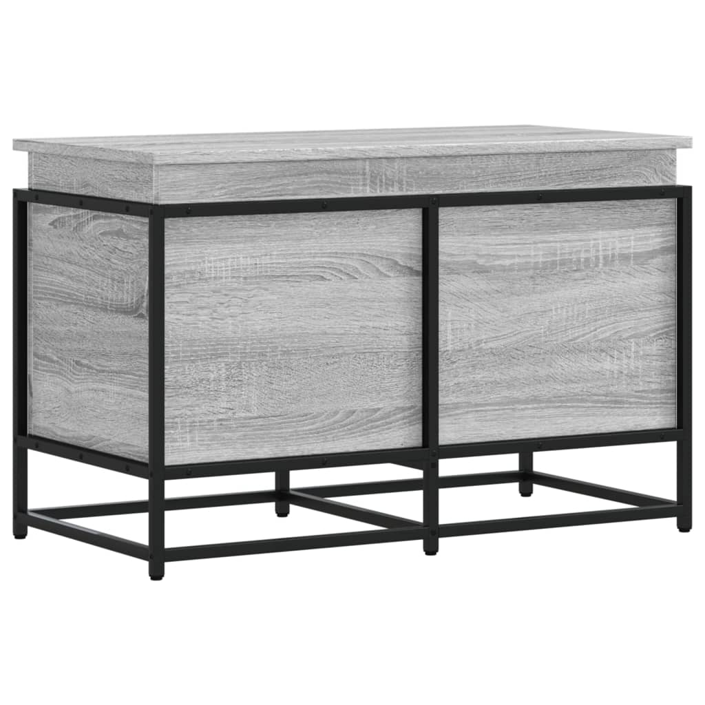 Opbergbox met deksel 80x40x51,5 cm bewerkt hout grijs sonoma