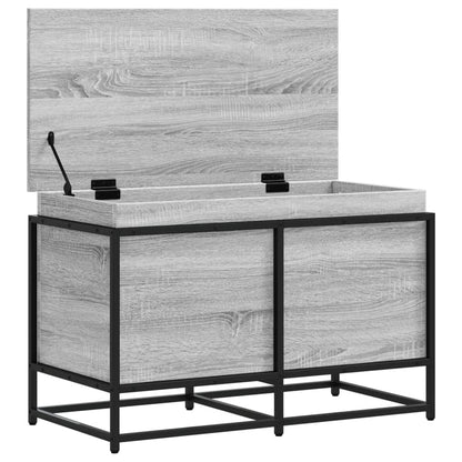 Opbergbox met deksel 80x40x51,5 cm bewerkt hout grijs sonoma