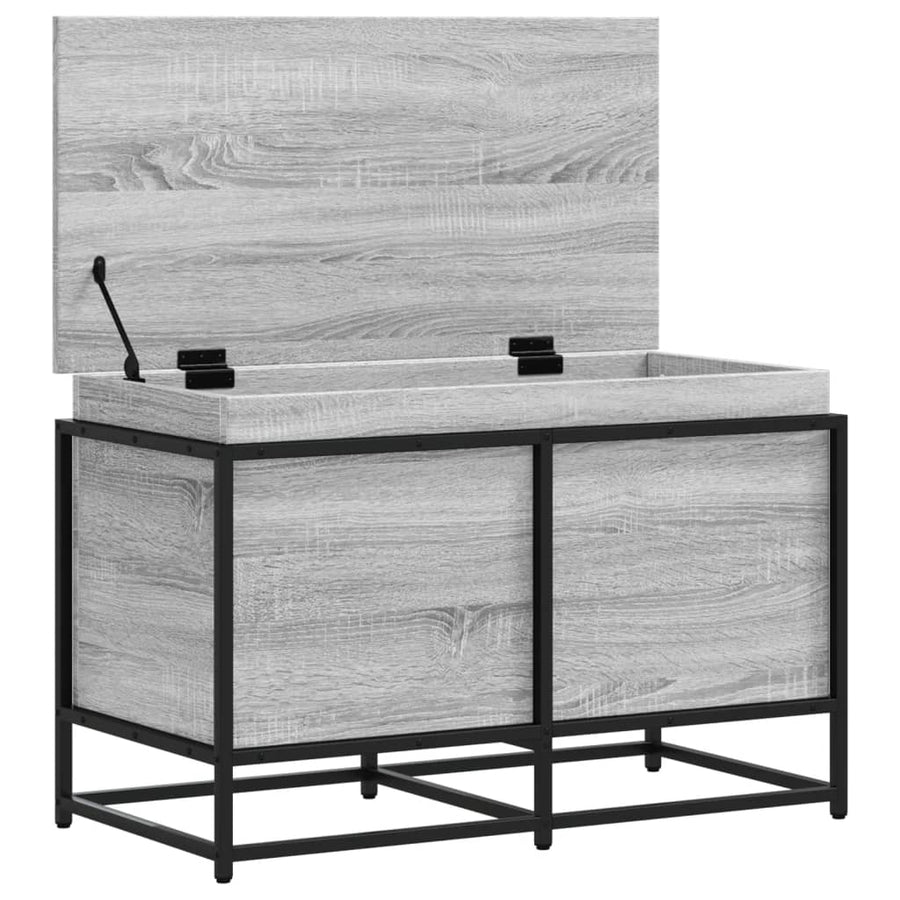 Opbergbox met deksel 80x40x51,5 cm bewerkt hout grijs sonoma