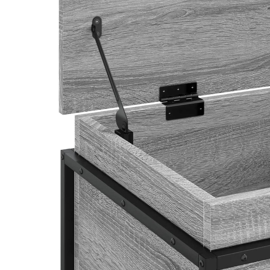 Opbergbox met deksel 80x40x51,5 cm bewerkt hout grijs sonoma