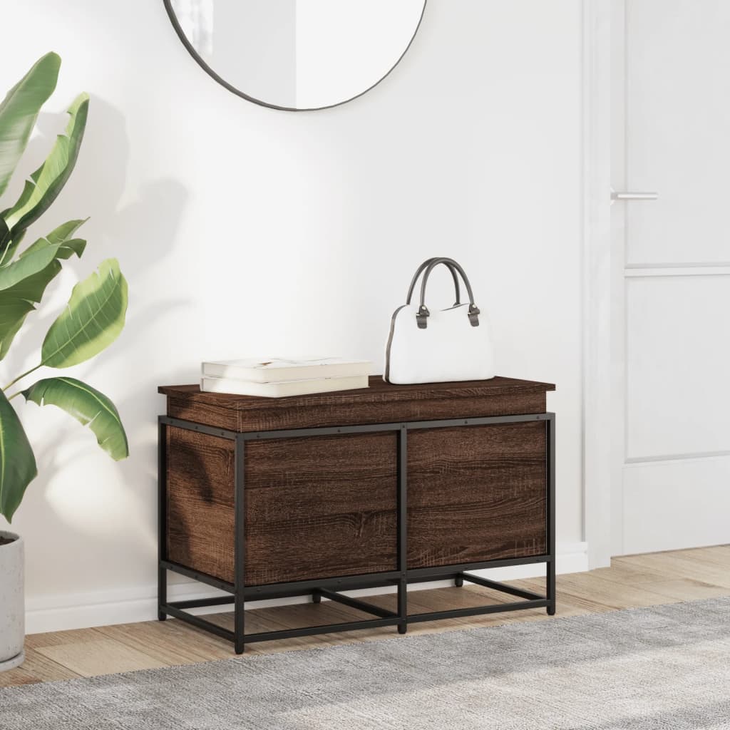 Opbergbox met deksel 80x40x51,5 cm bewerkt hout bruin eiken