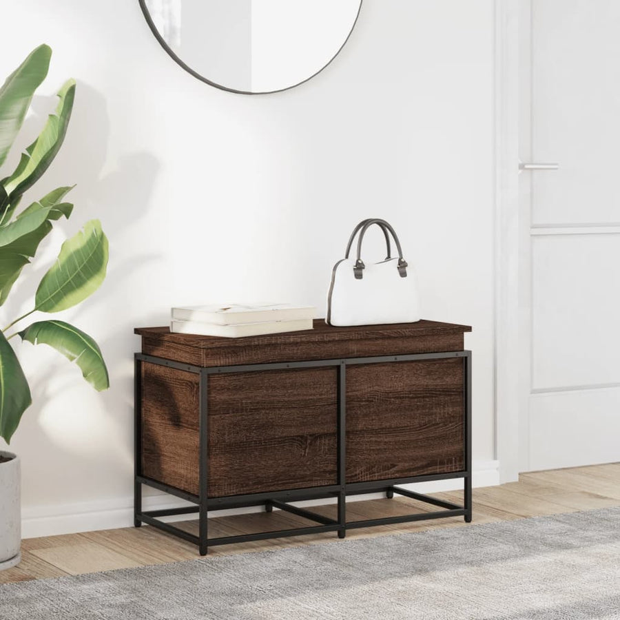 Opbergbox met deksel 80x40x51,5 cm bewerkt hout bruin eiken