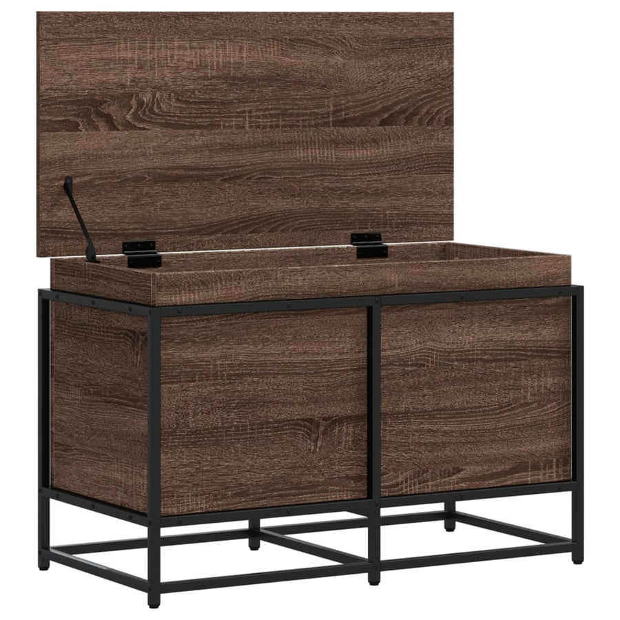 Opbergbox met deksel 80x40x51,5 cm bewerkt hout bruin eiken