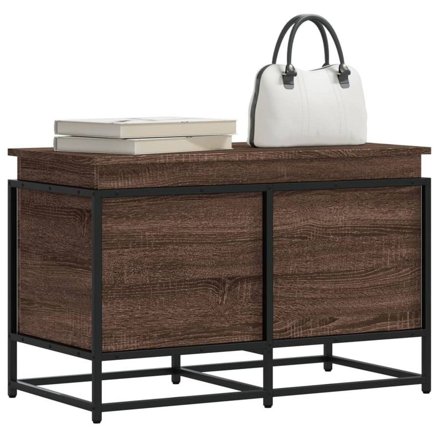 Opbergbox met deksel 80x40x51,5 cm bewerkt hout bruin eiken