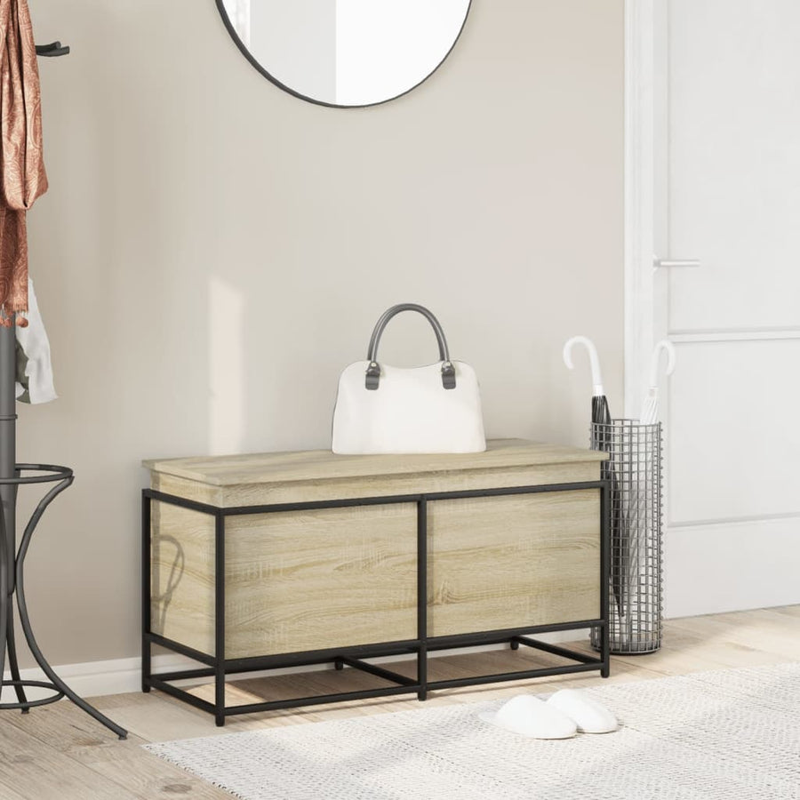 Opbergbox met deksel 100x40x51,5 cm bewerkt hout sonoma eiken