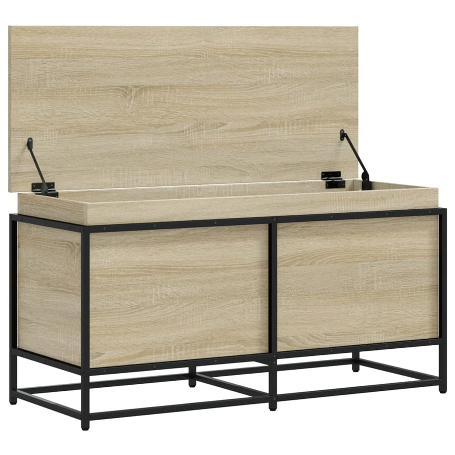 Opbergbox met deksel 100x40x51,5 cm bewerkt hout sonoma eiken