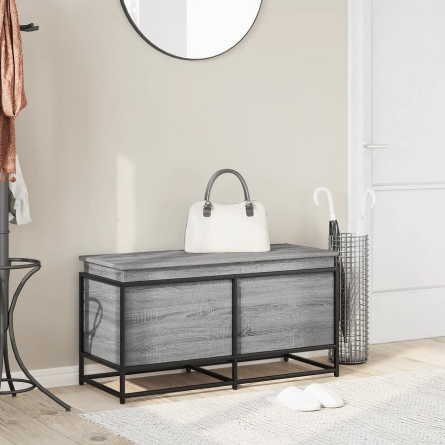 Opbergbox met deksel 100x40x51,5 cm bewerkt hout grijs sonoma