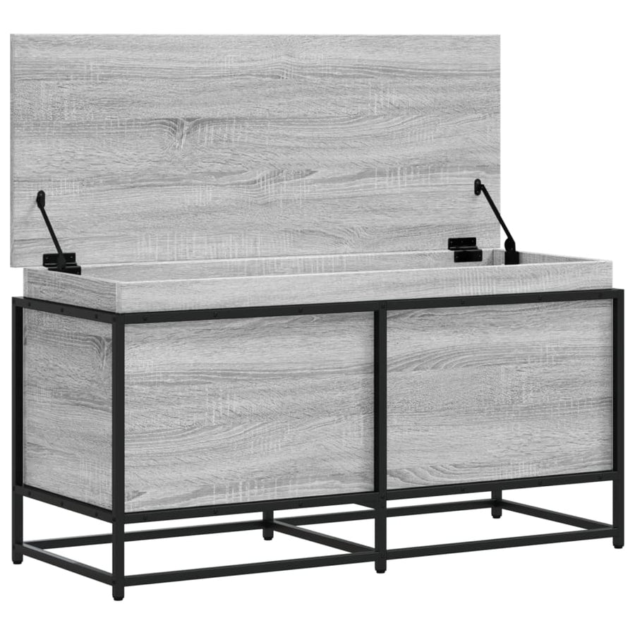 Opbergbox met deksel 100x40x51,5 cm bewerkt hout grijs sonoma