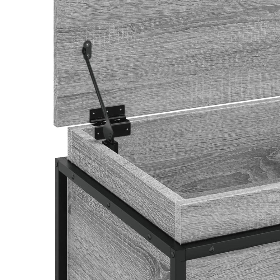 Opbergbox met deksel 100x40x51,5 cm bewerkt hout grijs sonoma