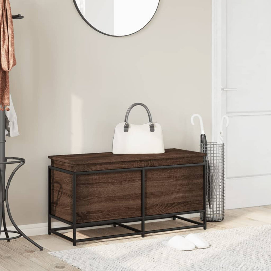 Opbergbox met deksel 100x40x51,5 cm bewerkt hout bruin eiken
