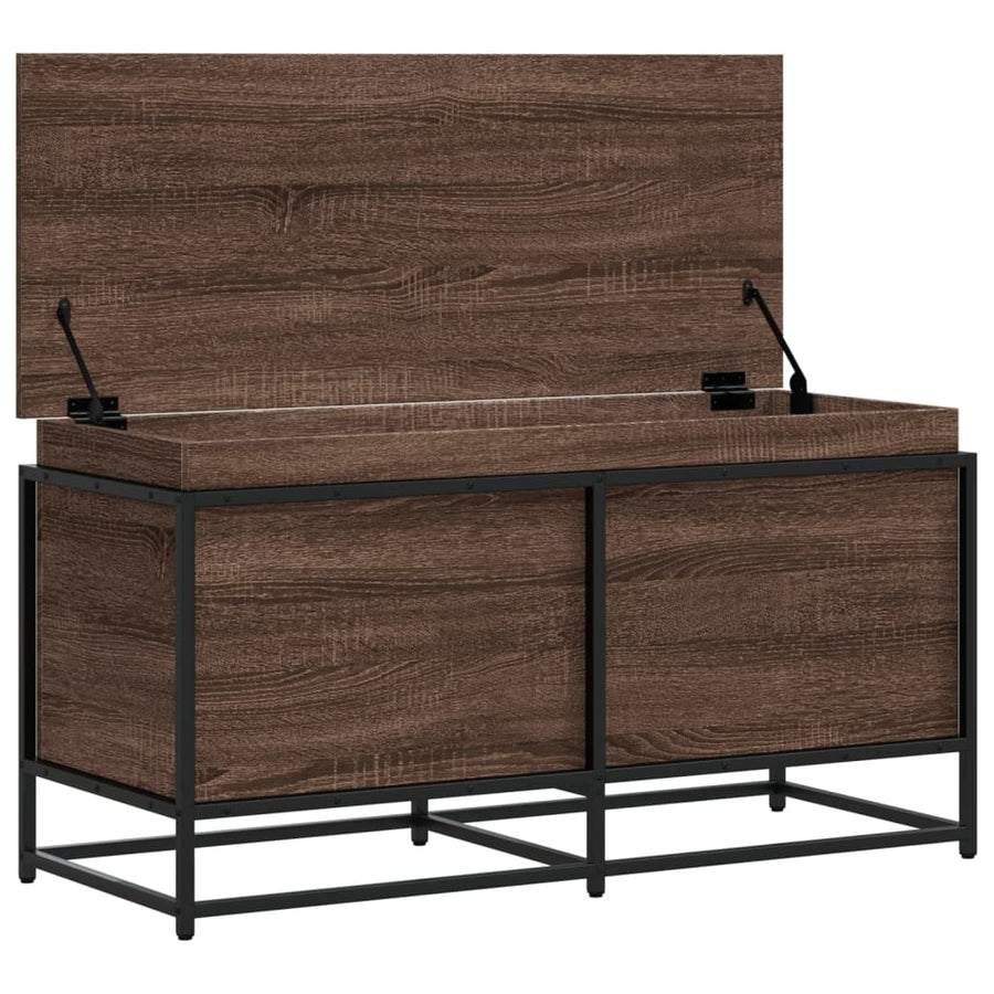 Opbergbox met deksel 100x40x51,5 cm bewerkt hout bruin eiken