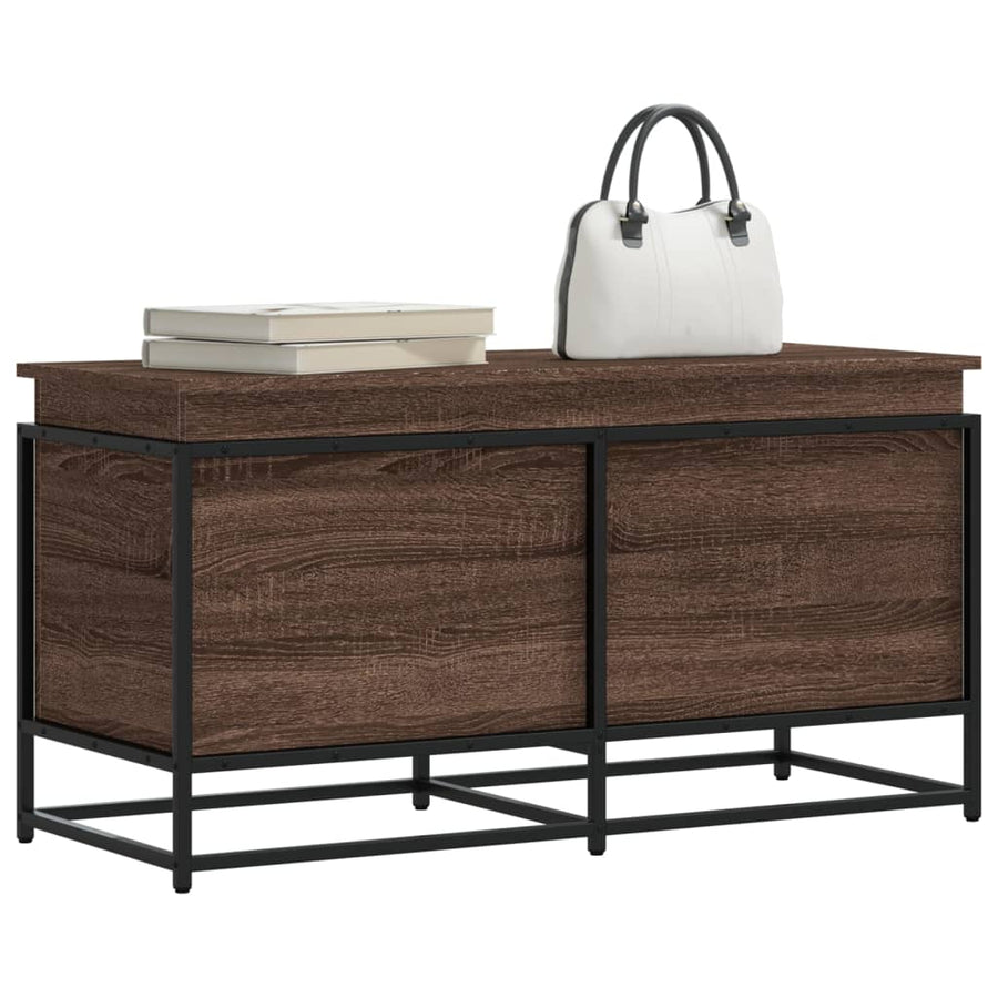 Opbergbox met deksel 100x40x51,5 cm bewerkt hout bruin eiken