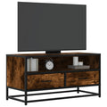 Tv-meubel 80x34,5x40cm bewerkt hout metaal gerookt eikenkleurig