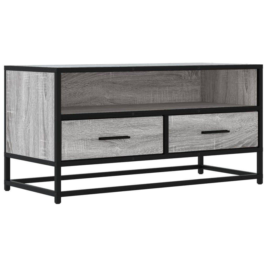 Tv-meubel 80x34,5x40 cm bewerkt hout metaal grijs sonoma eiken