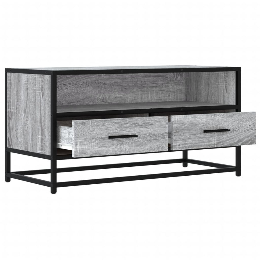 Tv-meubel 80x34,5x40 cm bewerkt hout metaal grijs sonoma eiken