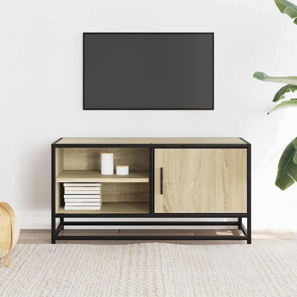 Tv-meubel 80x34,5x40 cm bewerkt hout metaal sonoma eikenkleurig