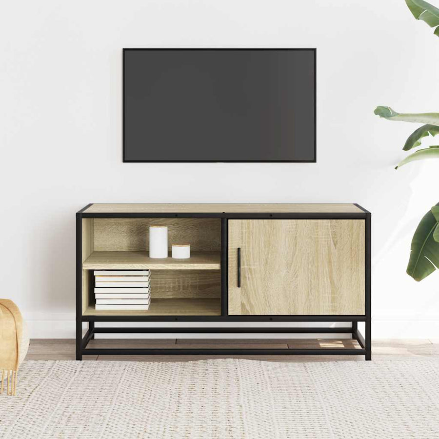 Tv-meubel 80x34,5x40 cm bewerkt hout metaal sonoma eikenkleurig