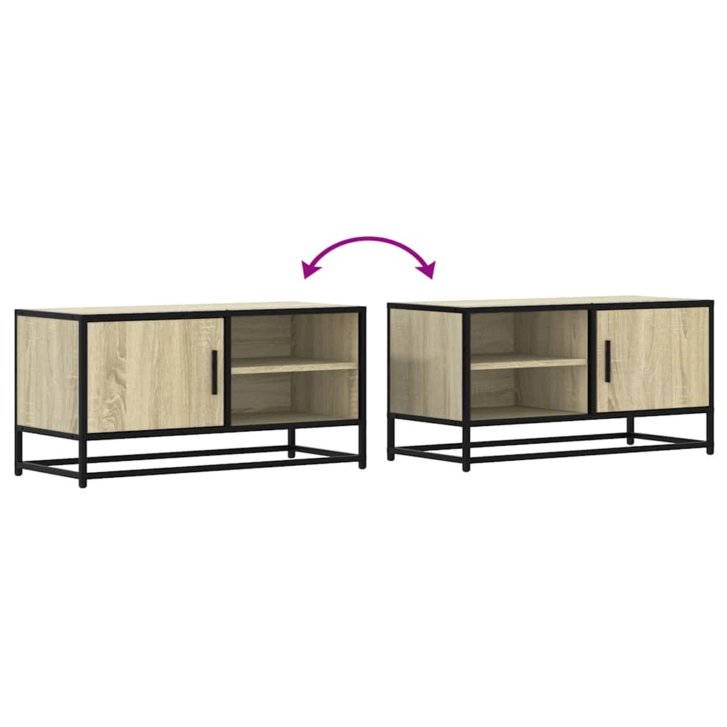 Tv-meubel 80x34,5x40 cm bewerkt hout metaal sonoma eikenkleurig