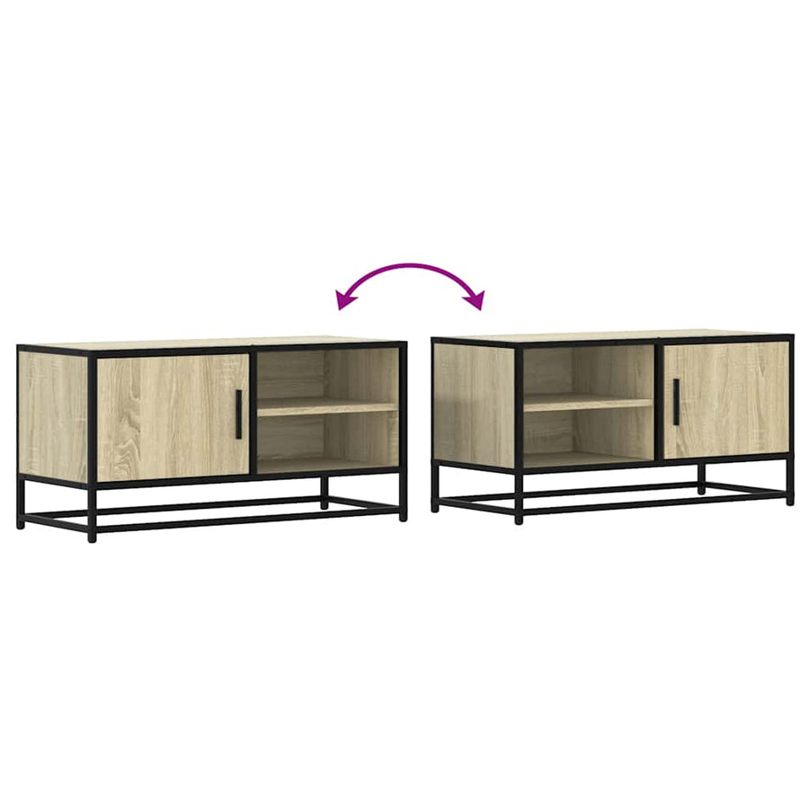 Tv-meubel 80x34,5x40 cm bewerkt hout metaal sonoma eikenkleurig